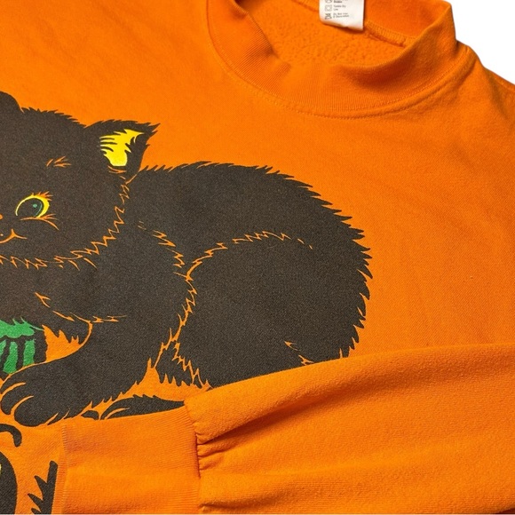 RARE Vintage 90s Hallmark Black Cat Pumpkin Halloween Sweatshirt USA XL - Picture 12 of 14